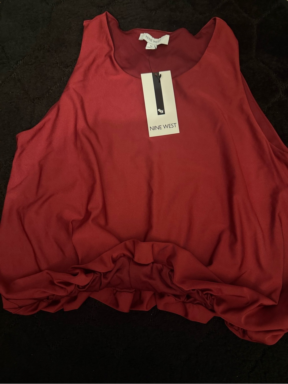NWT Nine West Wine-Red Sleeveless Blouson Blouse M